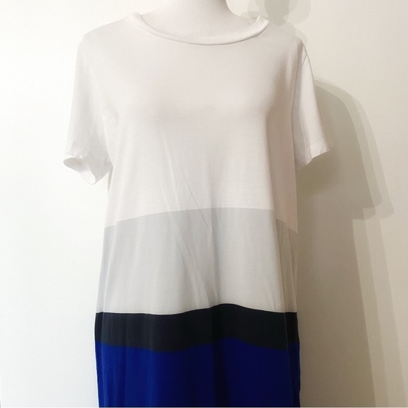 Cos WHITE NAVY BLACK STRIPED COLORBLOCK SHORT SLEEVE SHIRT DRESS - S - Picture 4 of 10